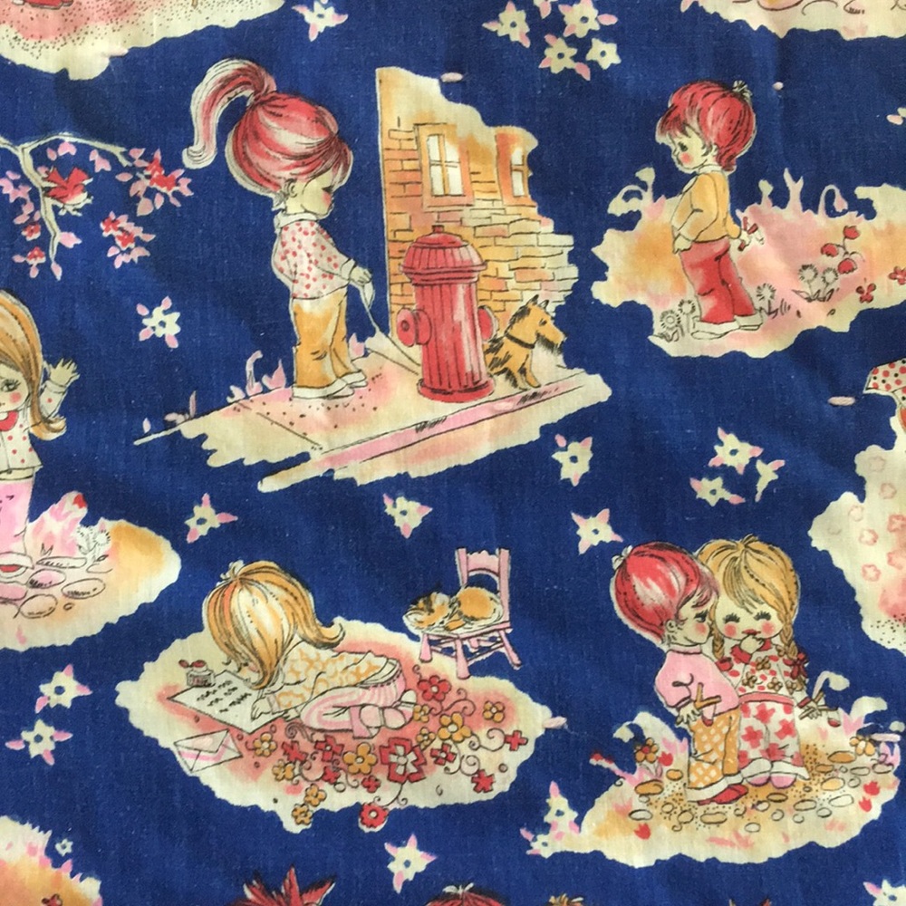 Vintage Fabric Tied Quilt Baby Blanket